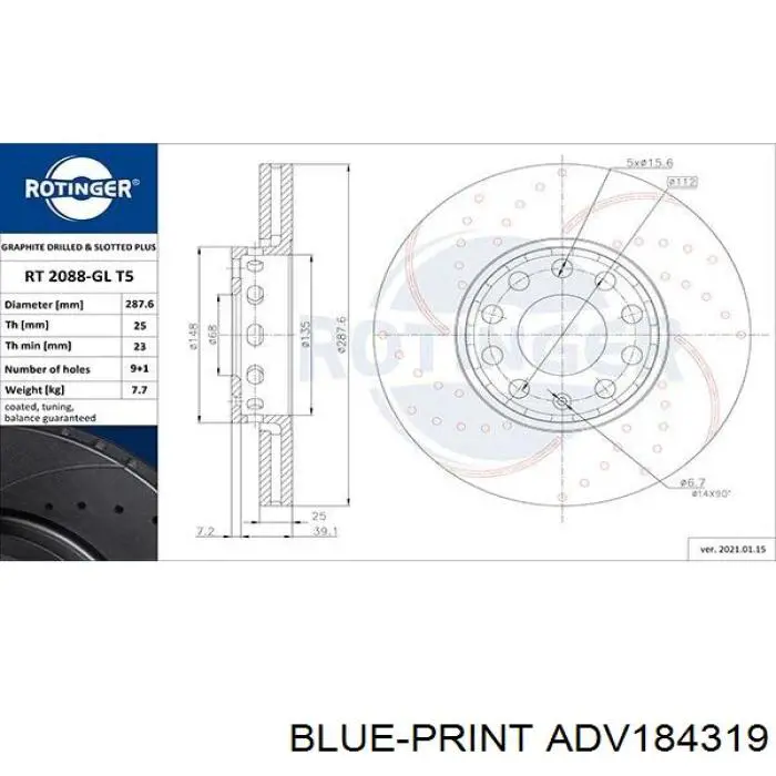 Купити ADV184319 Blue Print Ротор гальмівний