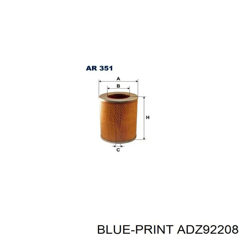Повітряний фільтр ADZ92208 Blue Print