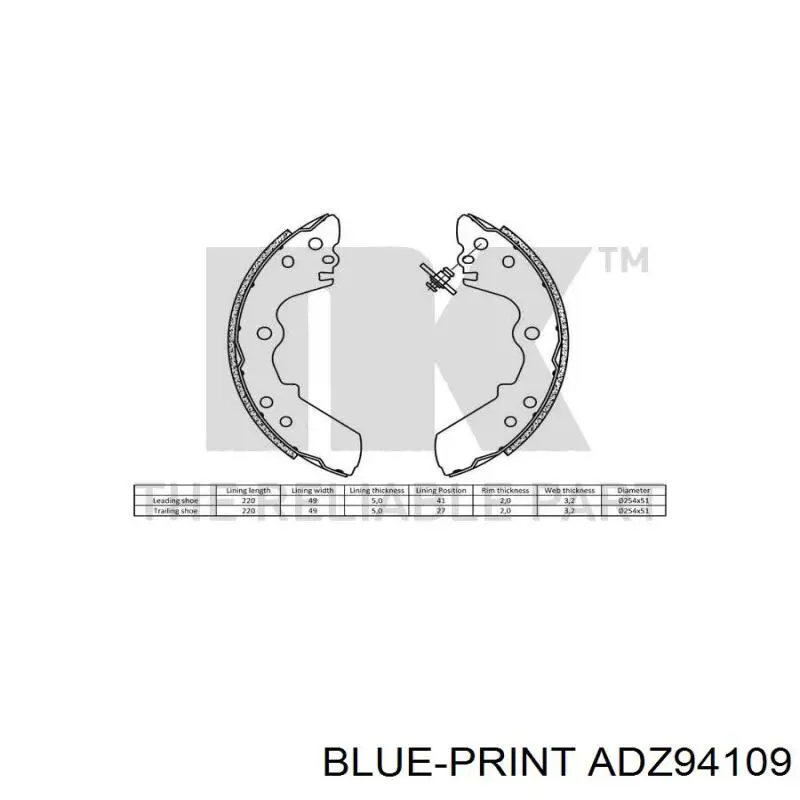 Колодки гальмові задні, барабанні Blue Print ADZ94109 ціна, від 27.86 USD
