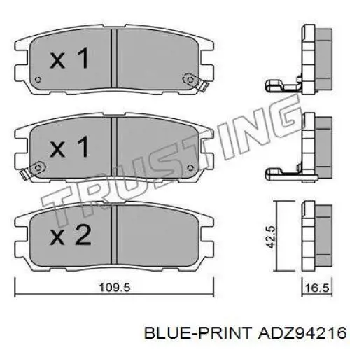 ADZ94216 Blue Print колодки гальмові задні, дискові