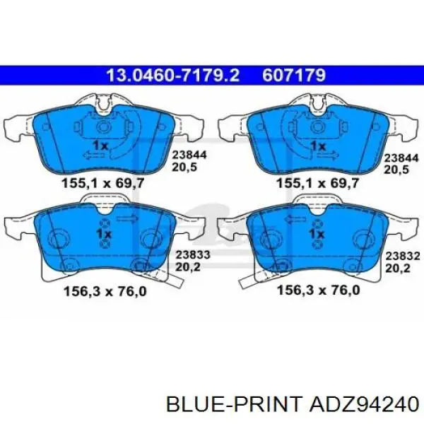ADZ94240 Blue Print Передні гальмівні колодки