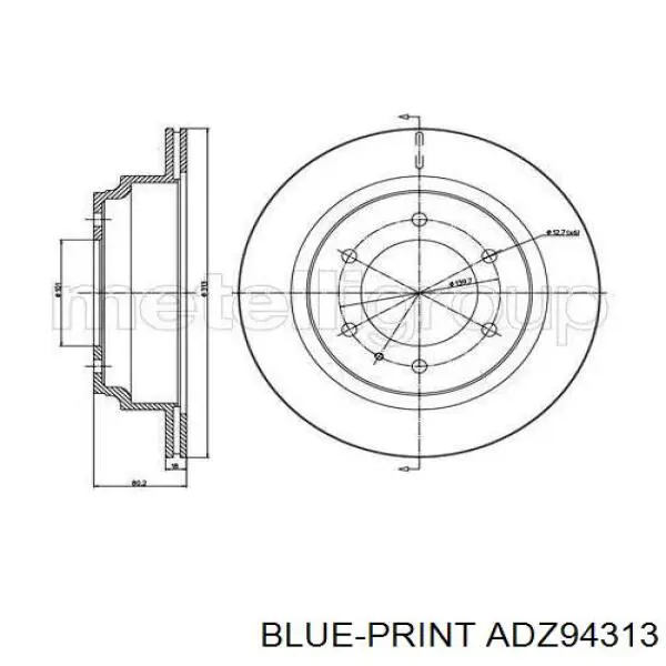 Диск гальмівний задній ADZ94313 Blue Print