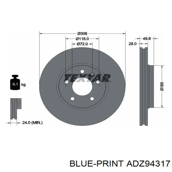 Гальмівні диски передні ADZ94317 Blue Print