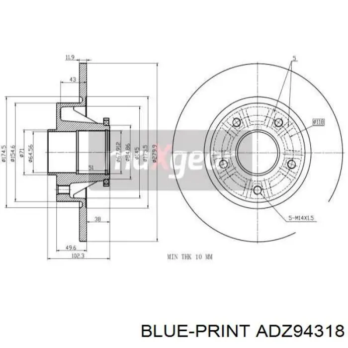 Задні дискові гальма Aplus 61311AP ціна, від 56.84 USD