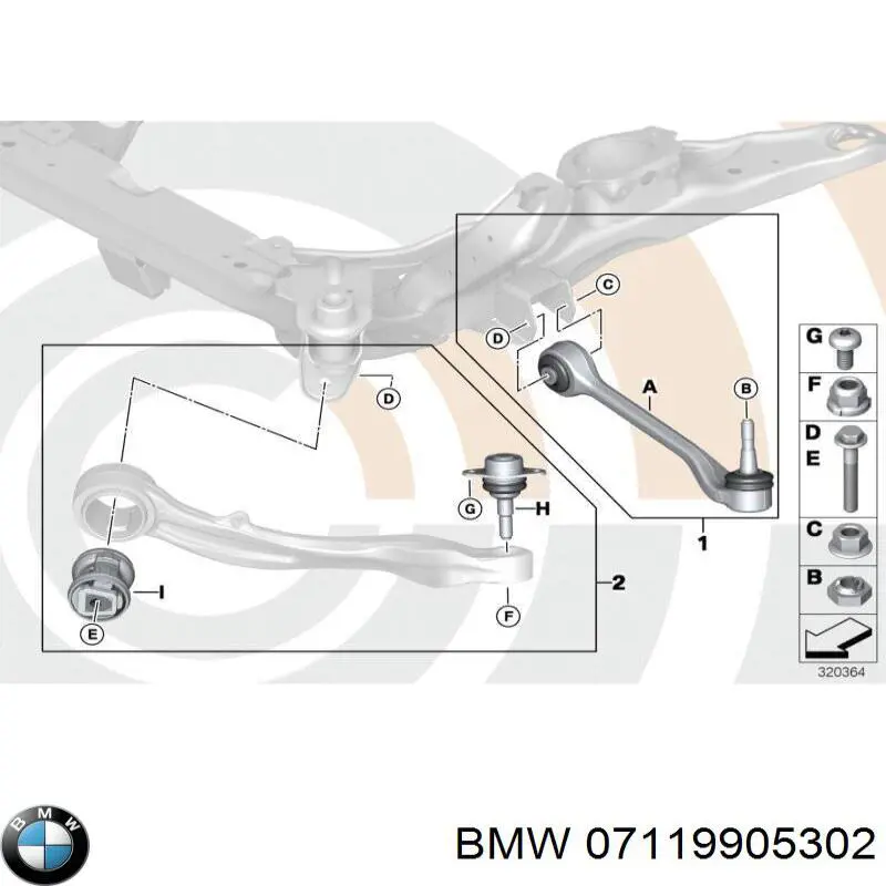 07119905302 BMW Болт переднього важеля, нижнього