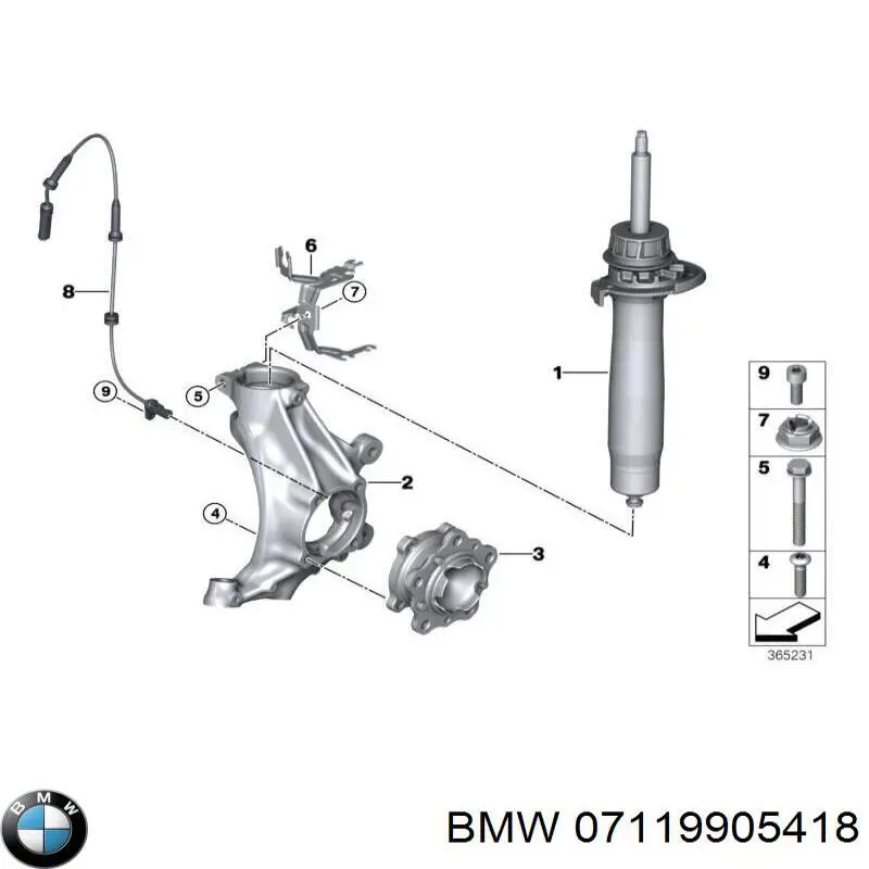 Болт переднього важеля, нижнього 07119905418 BMW