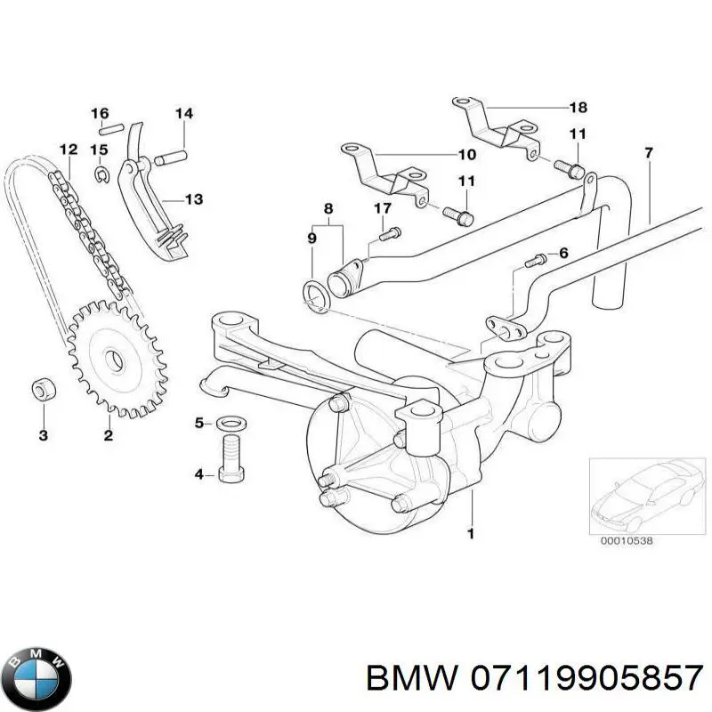 Гайка шестерні масляного насосу на BMW 7 (E65, E66, E67)