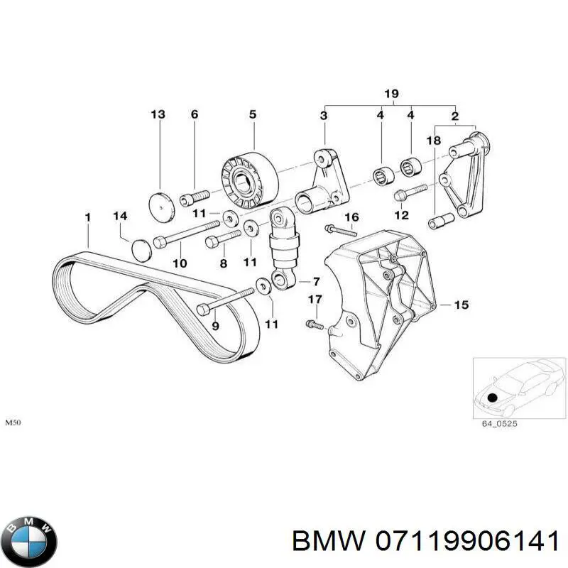 Болт переднього важеля, нижнього 7119906141 BMW