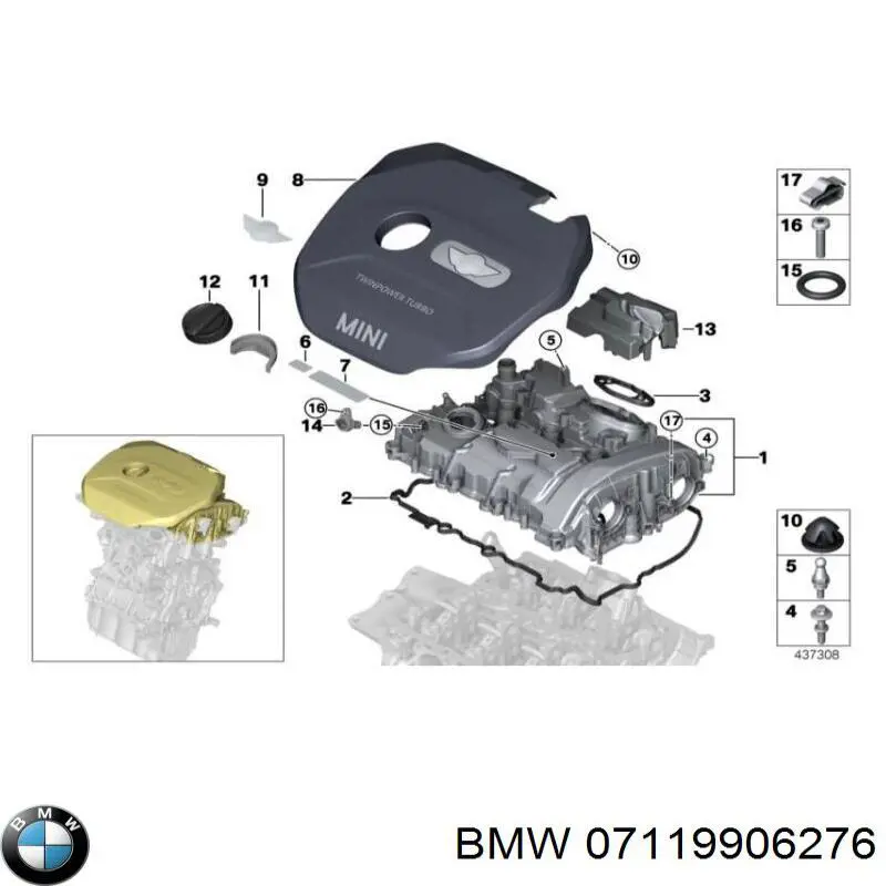 Кільце ущільнювача маслозаливної горловини 07119906276 BMW