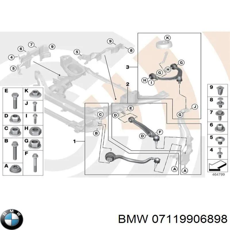 Болт переднього важеля, повний комплект 7119906898 BMW