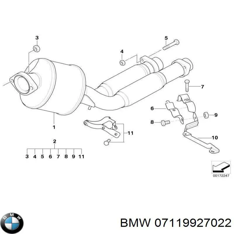 Гайка кріплення приймальної труби глушника (штанів) 07119927022 BMW