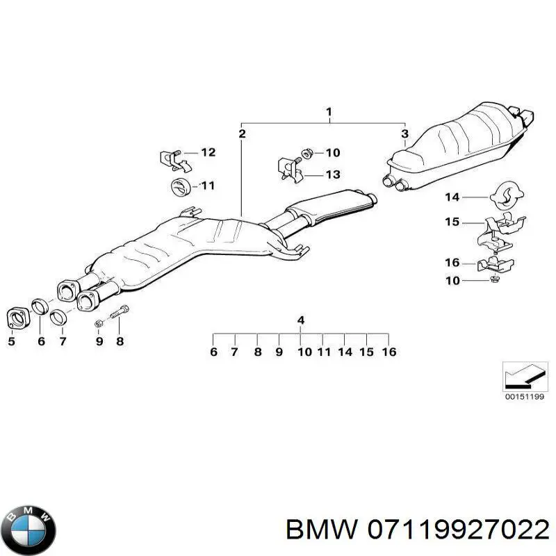 Купити 07119927022 BMW Гайка кріплення приймальної труби глушника (штанів)