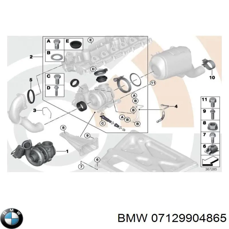 Купити 07129904865 BMW Гайка кріплення приймальної труби глушника (штанів)