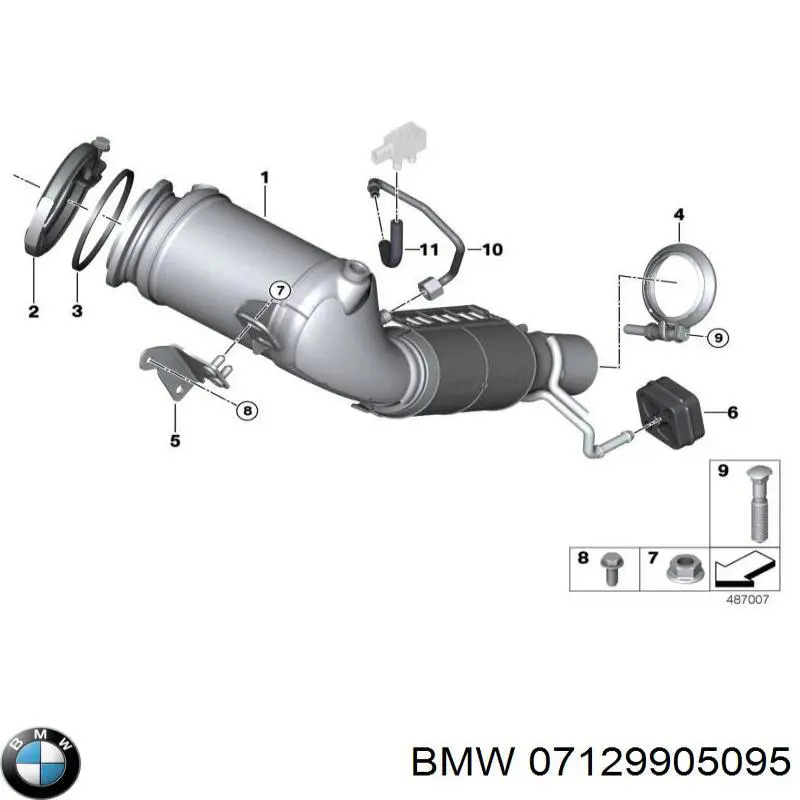 7129905095 BMW Гайка кріплення приймальної труби глушника (штанів)