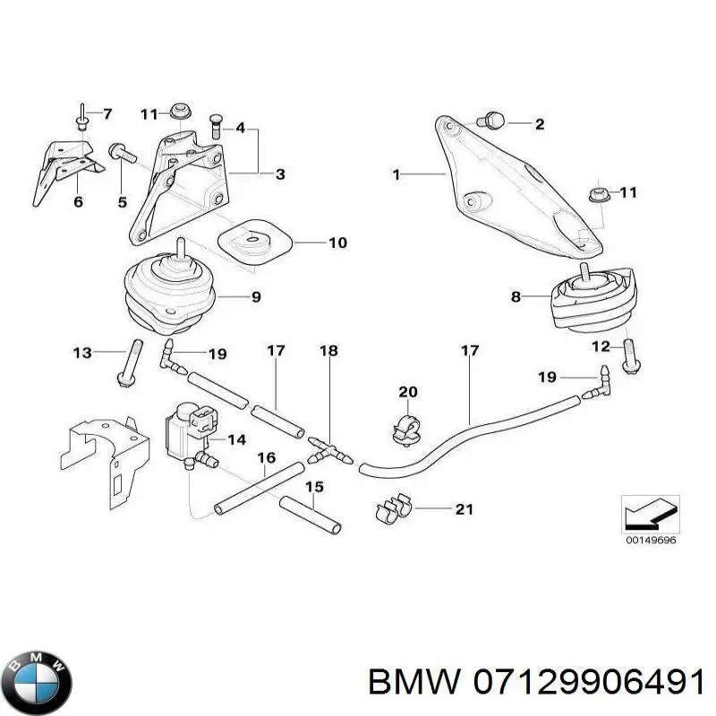 Болт подушки рами кузова на BMW X5 (E70)