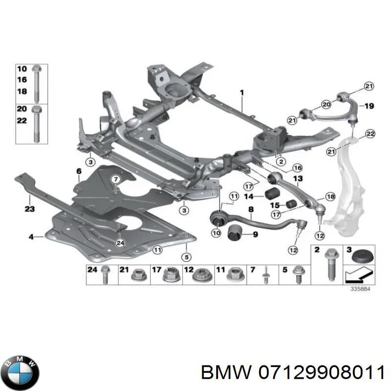 Болт переднього важеля BMW 7129908011 ціна, від 5.64 USD