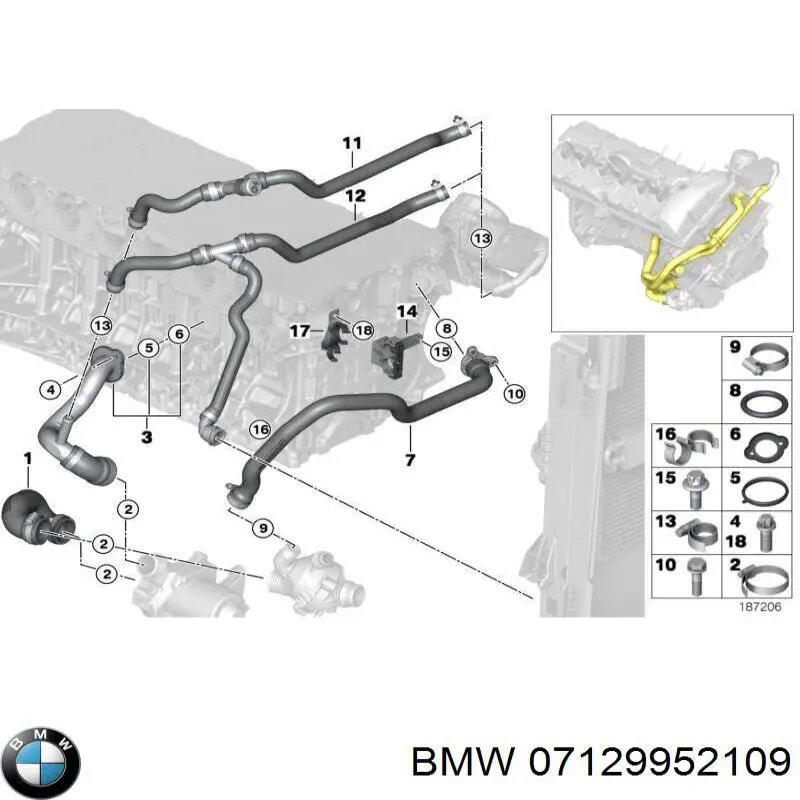 Хомут стяжний металевий, універсальний 07129952109 BMW