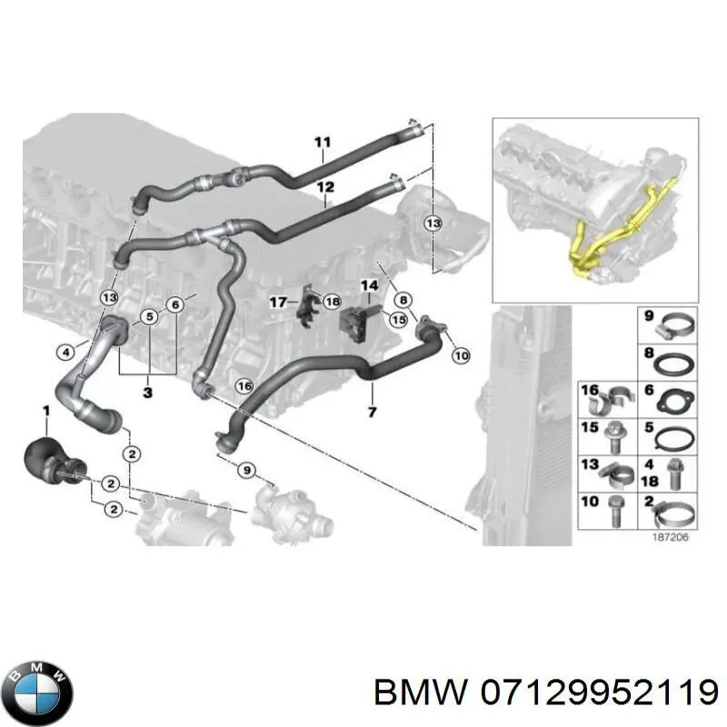 Хомут стяжний металевий, універсальний 07129952119 BMW