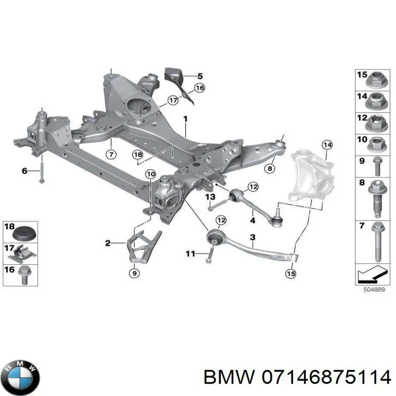 Купити 07146875114 BMW Гайка болта кріплення переднього важеля, нижнього