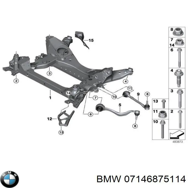 Гайка болта кріплення переднього важеля, нижнього BMW 07146875114 ціна, від 5.90 USD