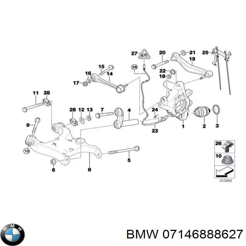 Купити 07146888627 BMW Болт заднього продольно важеля, розвальний