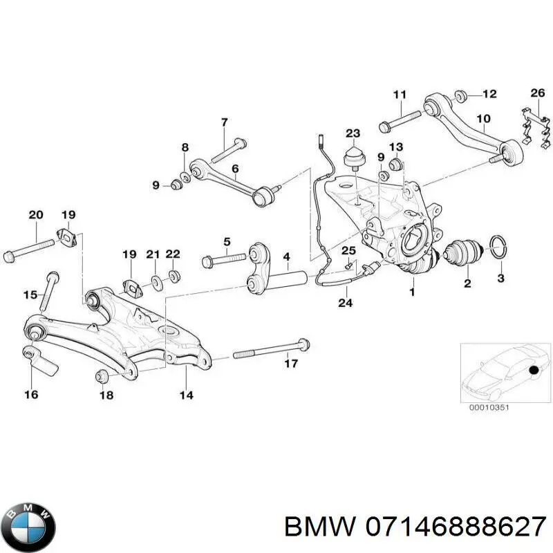 Болт заднього продольно важіля, розвальний на BMW 7 (F01, F02, F03, F04)
