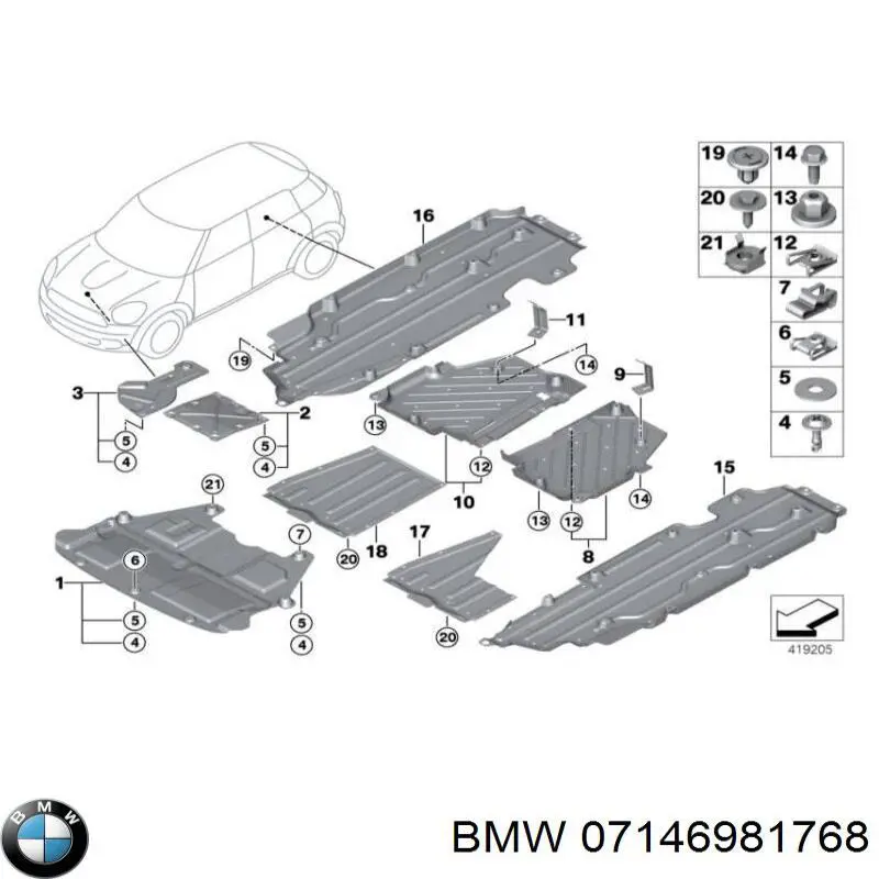 Пістон (кліп) кріплення підкрилки переднього крила BMW 07146981768 ціна, від 5.08 USD