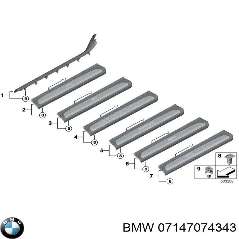 Купити 07147074343 BMW Пістон (кліп) кріплення підкрилки переднього крила