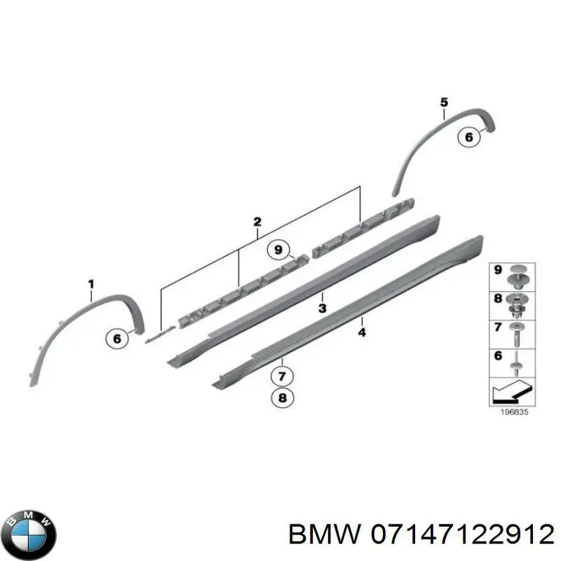 Пістон (кліп) кріплення накладок порогів 07147122912 BMW