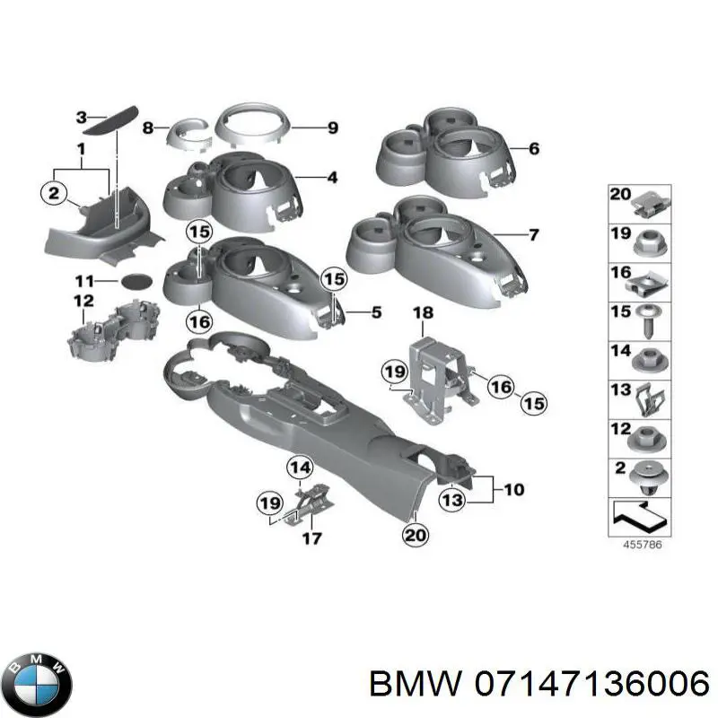 Болт/гайка кріплення BMW 07147136006 ціна, від 1.10 USD