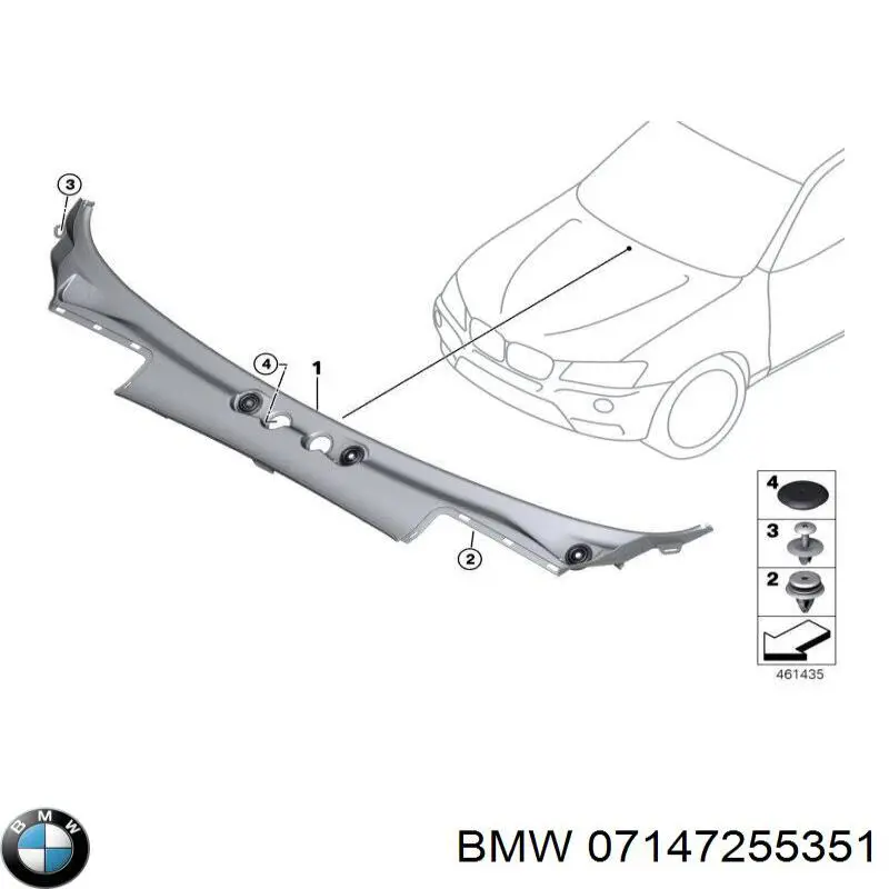 Заглушка болта кріплення жабо на BMW 2 (F23)
