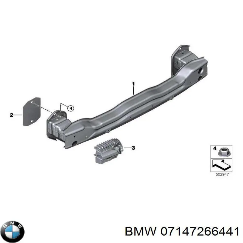 Гайка кріплення приймальної труби глушника (штанів) 07147266441 BMW