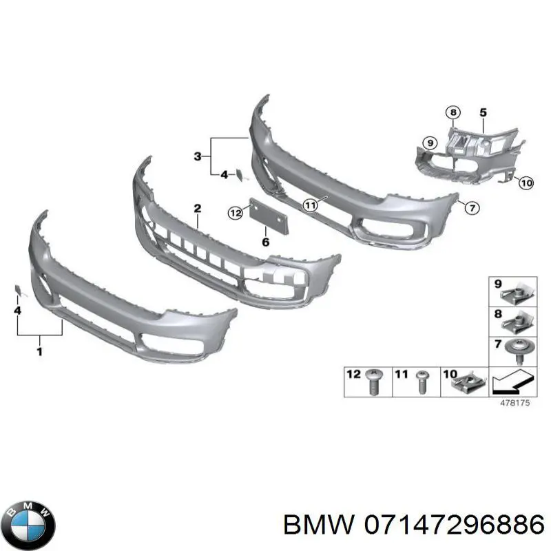 Пістон (кліп) кріплення підкрилки переднього крила 7147296886 BMW