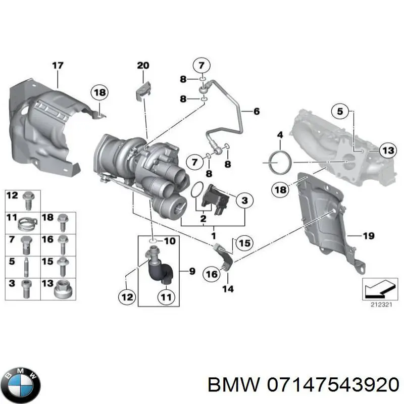 07147543920 BMW болт вихлопної системи (глушника)