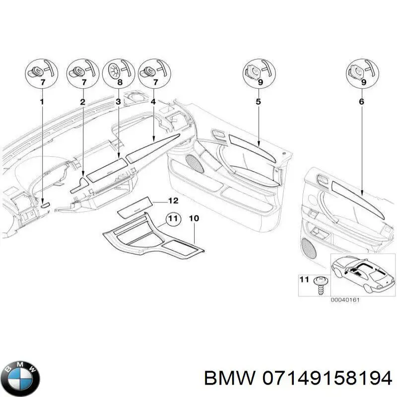 Пластмасові кріплення на BMW 3 (E92)