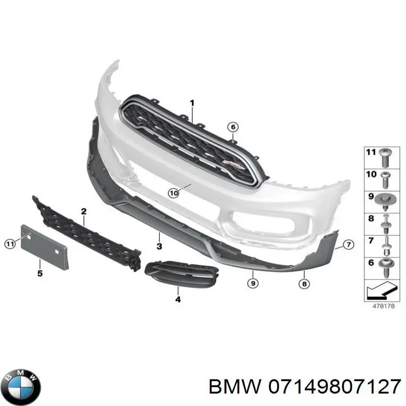 Пістон (кліп) кріплення накладок порогів 07149807127 BMW