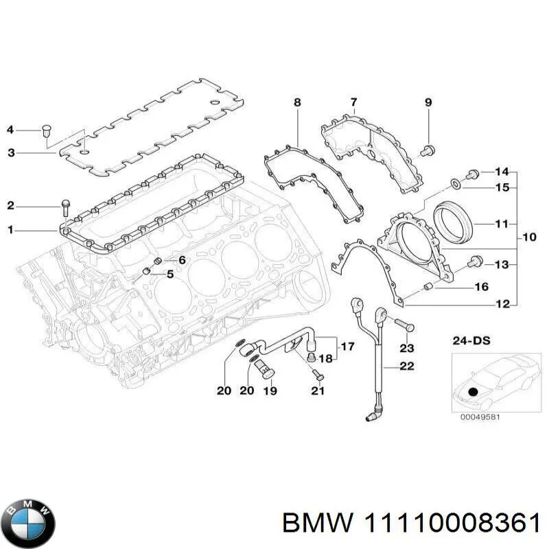 Комплект прокладок двигуна, нижній BMW 11110008361 ціна, від 326.47 USD