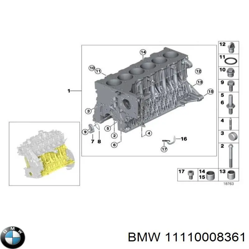 Купити 11110008361 BMW Комплект прокладок двигуна, нижній