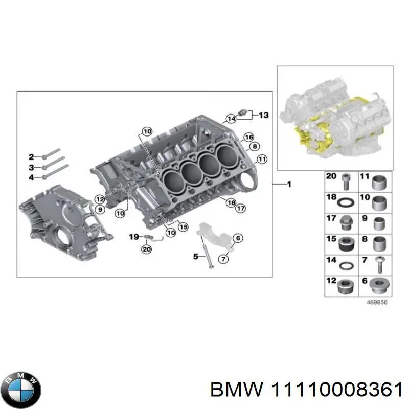 11110008361 BMW комплект прокладок двигуна, нижній
