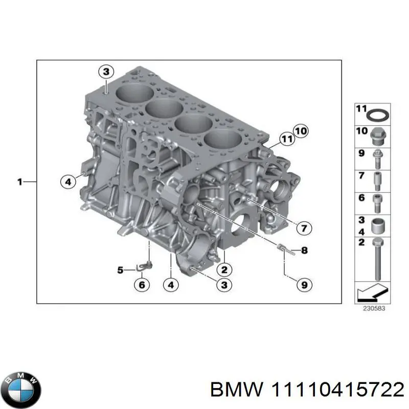 Блок циліндрів двигуна 11110415722 BMW