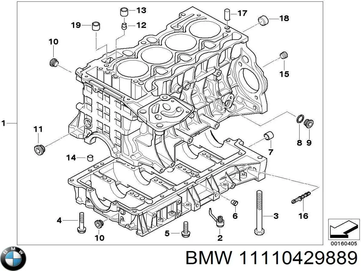 11110429889 BMW Блок циліндрів двигуна