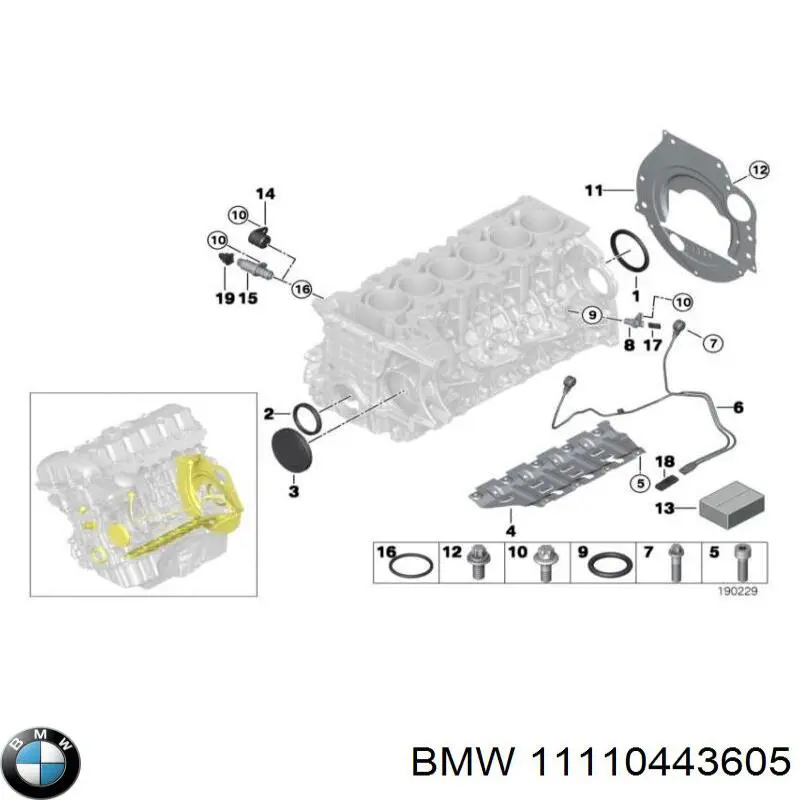 11110443605 BMW блок циліндрів двигуна