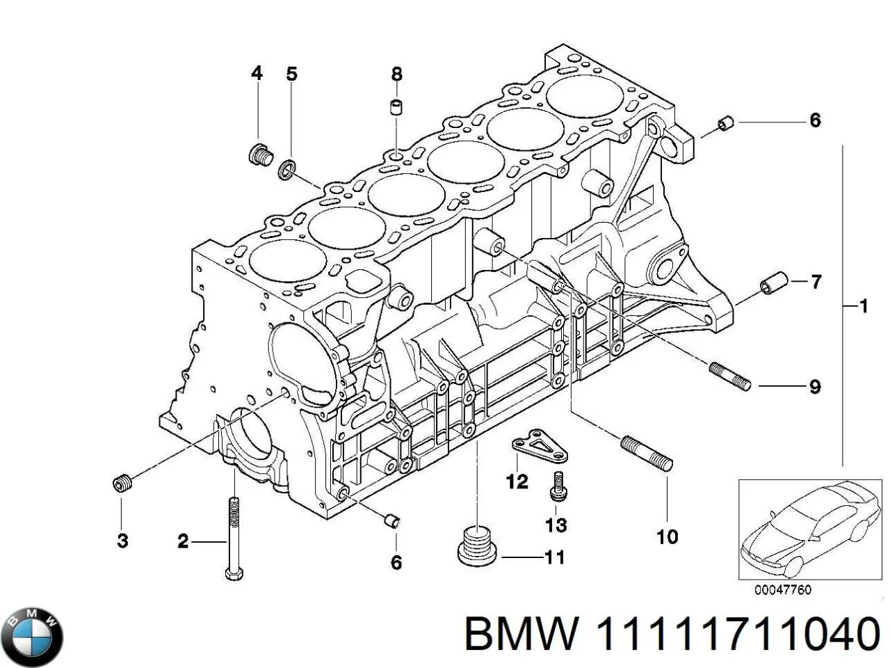 11111711040 BMW Блок циліндрів двигуна