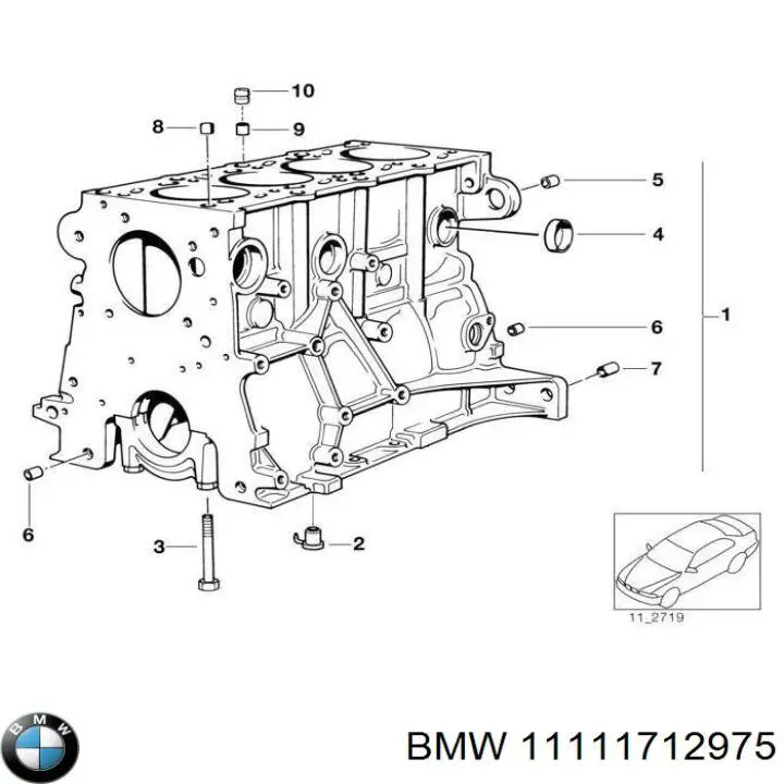 11111712975 BMW Блок циліндрів двигуна