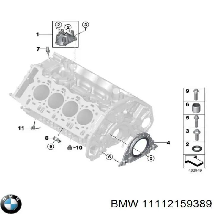 Купити 11112159389 BMW Комплект прокладок двигуна, нижній