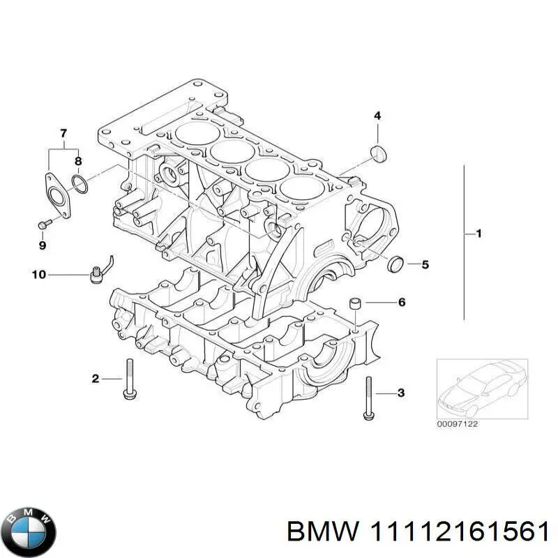 11112161561 BMW блок циліндрів двигуна