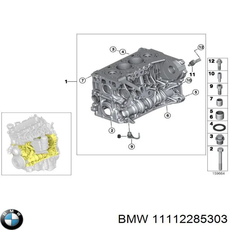 Блок двигуна BMW 11112285303 ціна, від 760.16 USD
