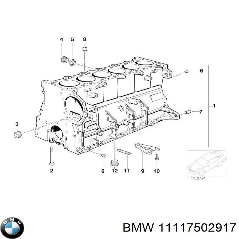 11117502917 BMW Блок циліндрів двигуна