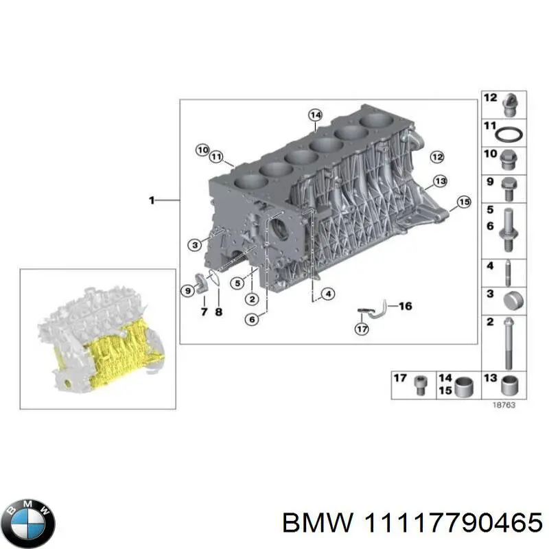 Блок циліндрів BMW 11117790465 ціна, від 112.87 USD