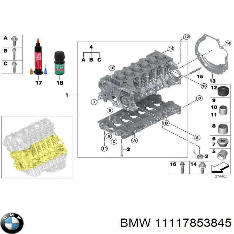 11117853845 BMW Блок циліндрів двигуна